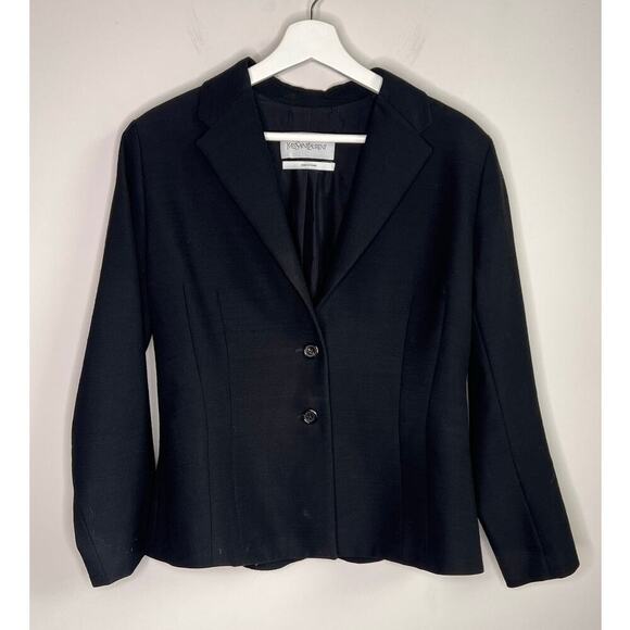 Yves Saint Laurent Long Sleeve Notch Lapel Single Breasted Blazer Black 42 / M - Picture 1 of 9
